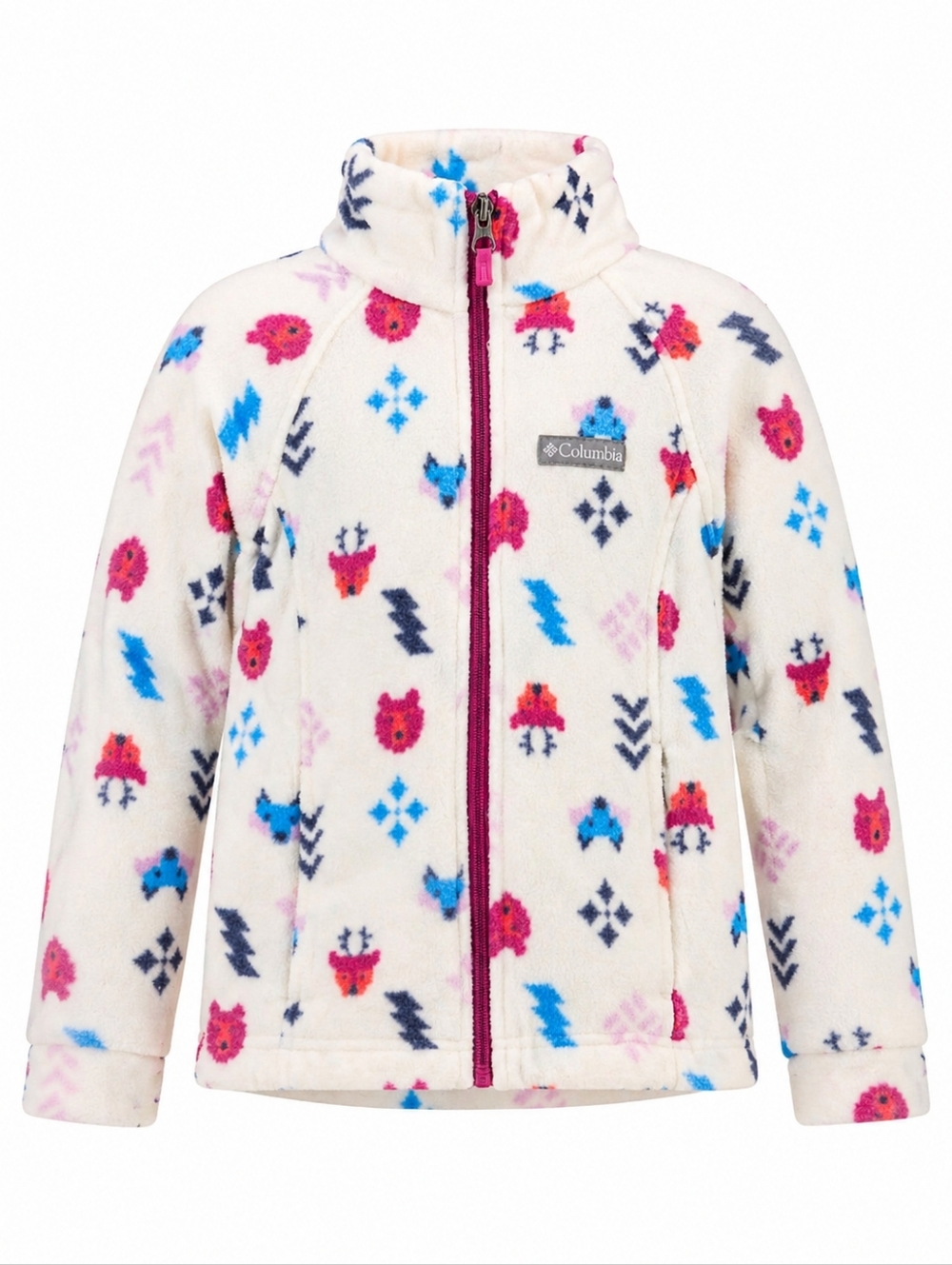 Columbia Kids Benton Springs Cream Woodland Animal Fleece Jacket Girls Size Xs 6